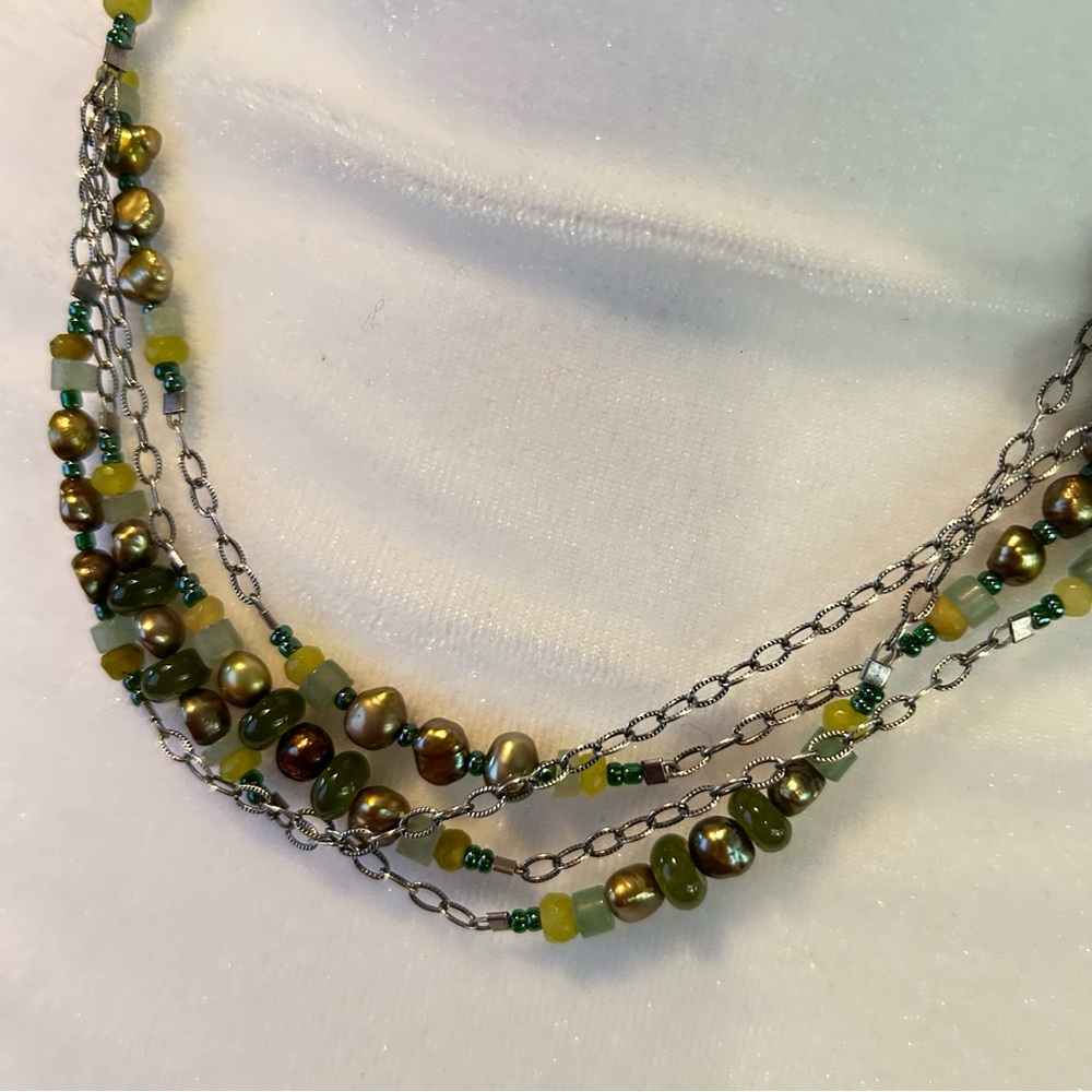 Silpada N1683 Jade Pearl and Sterling Silver Multi-Strand Necklace